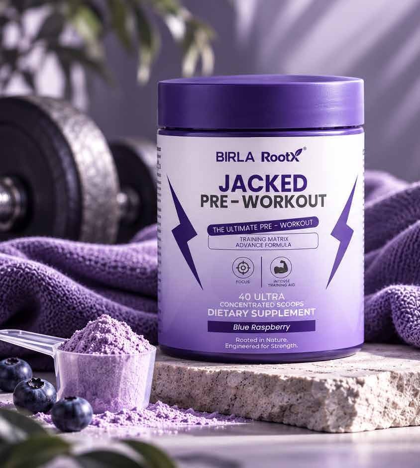 Jacked Pre-Workout by Birla RootX, 40 ultra-concentrated scoops