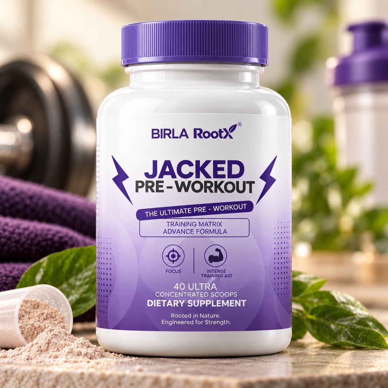 Jacked Pre-Workout by Birla RootX, 40 concentrated scoops